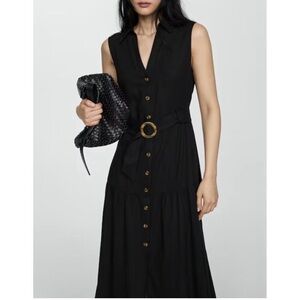 Mango MNG blue linen button up dress 4